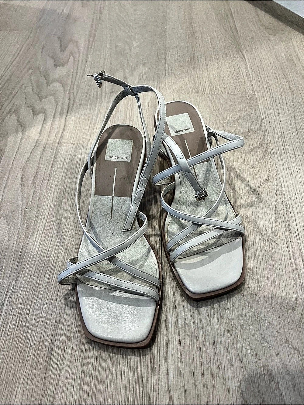Dolce Vita Karlos Ankle Strap Block Heel Sandal White